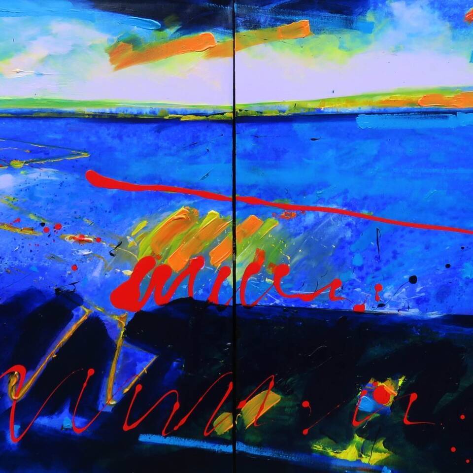 Graham Cox RCA 'Across the Bay Diptych ' Oil on canvas 180cms x 90cms