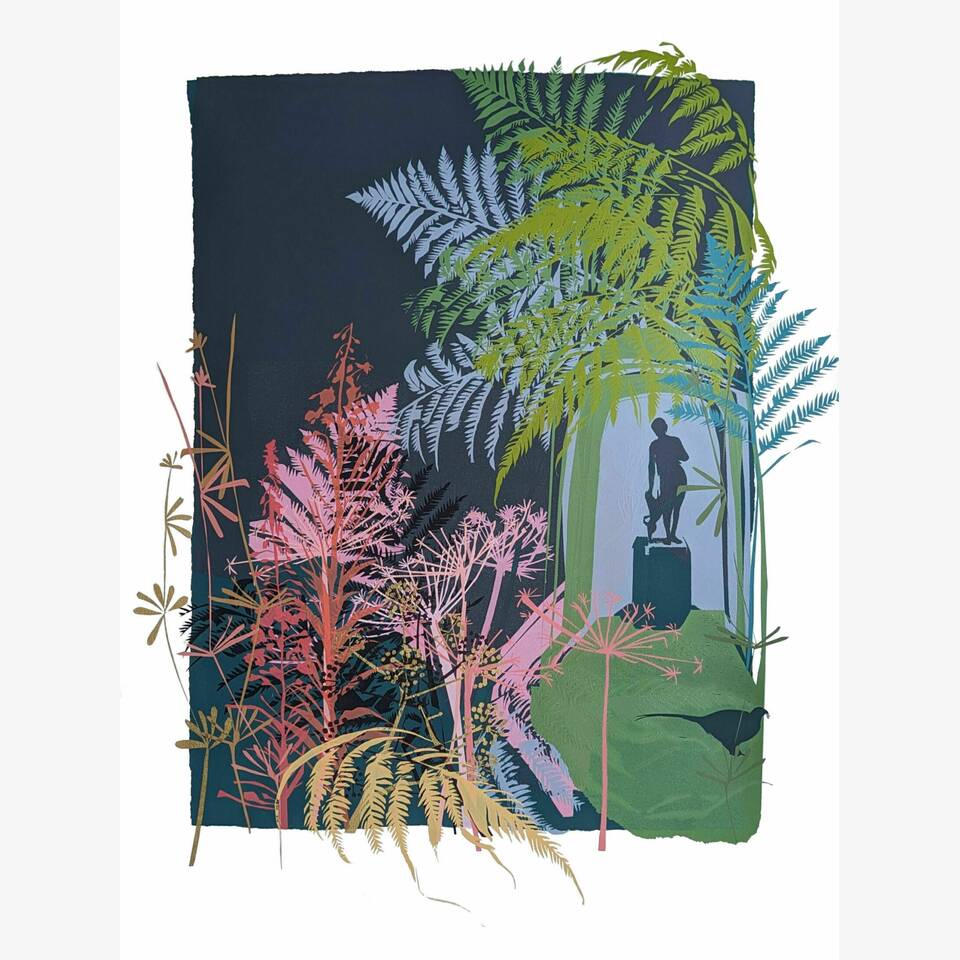 SARAH HOPKINS "GARDEN" 76 X 57 CM  SCREENPRINT MONOTYPE £600