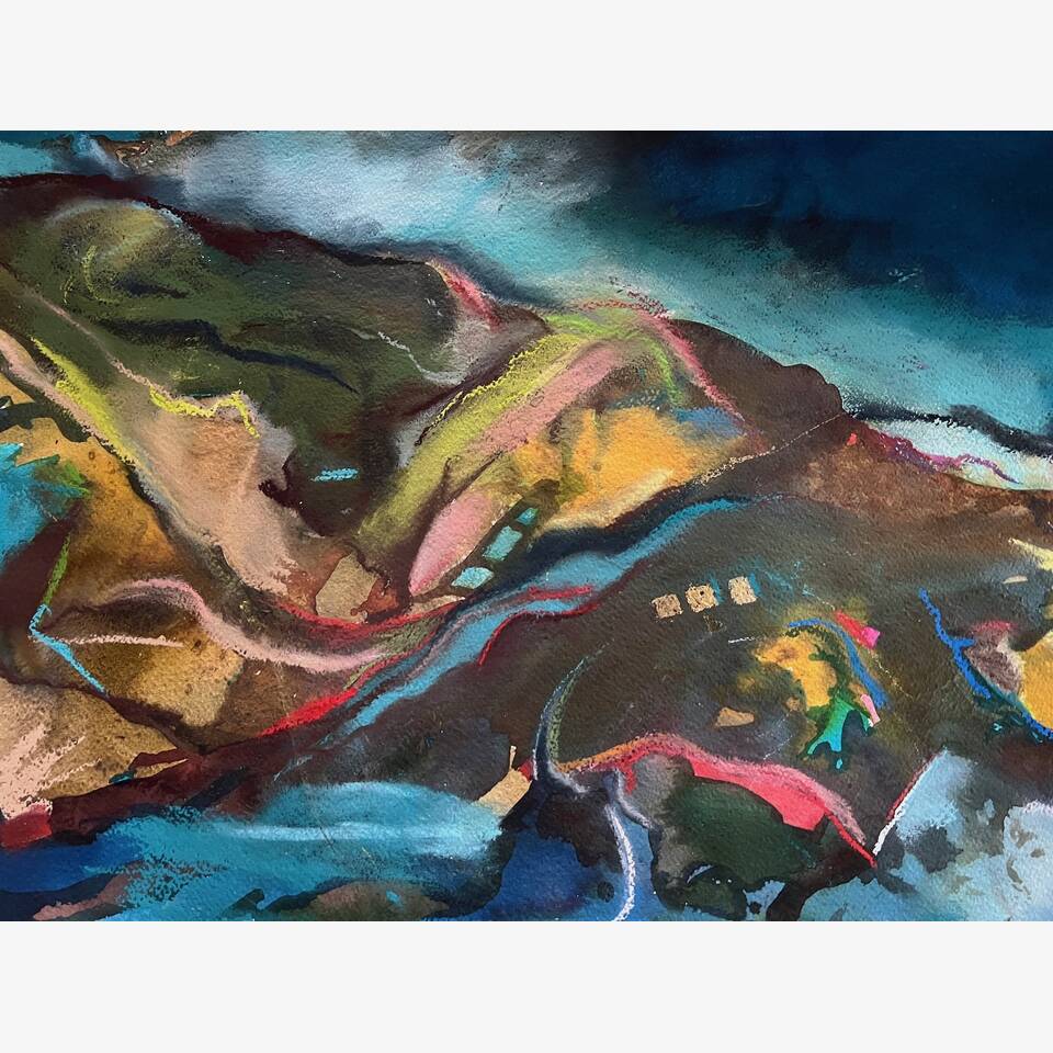 SUSAN CANTRILL WILLIAMS 'TRANSFORMED OGWEN VALLEY' MIXED MEDIA 72 X52 CM £600