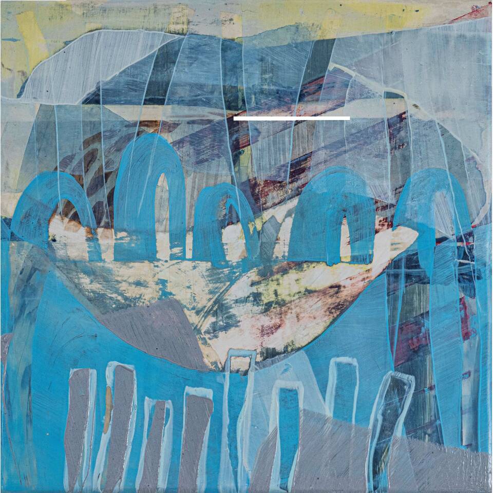 CARYS ELLA WILSON - BLUE IS THE COLOUR OF DISTANCE, EGG TEMPERA, INK, GESSO ON CRADLED BOARD, 30X30CM, £325