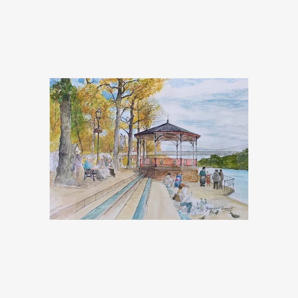 GEORGE DROUGHT - BAND STAND, WATERCOLOUR, 55X45CM, £120