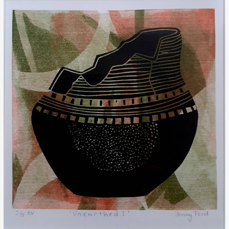 JENNY FORD - UNEARTHED 1, LINOCUT AND MONOPRINT, 30X30CM, £150