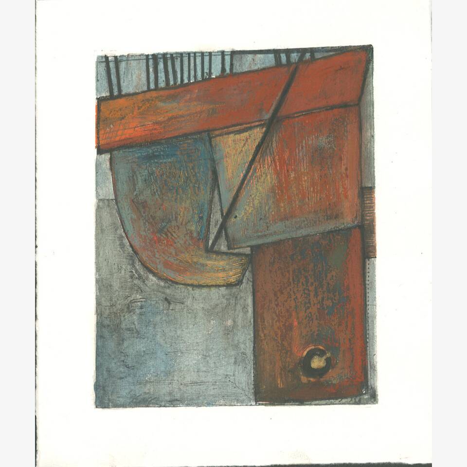 PAUL CROFT - DRY DOCK HIGH AND DRY, DRYPOINT, WATERCOLOUR, PENCIL AND OIL PASTEL ON HANEMÜHLE PAPER, 30X24CM, £125