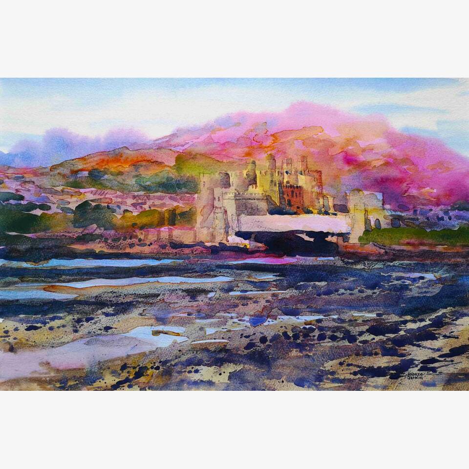 ANDREW JENKIN 'CONWY CASTLE IN THE SUMMER' WATERCOLOUR 60 X80 CM £695