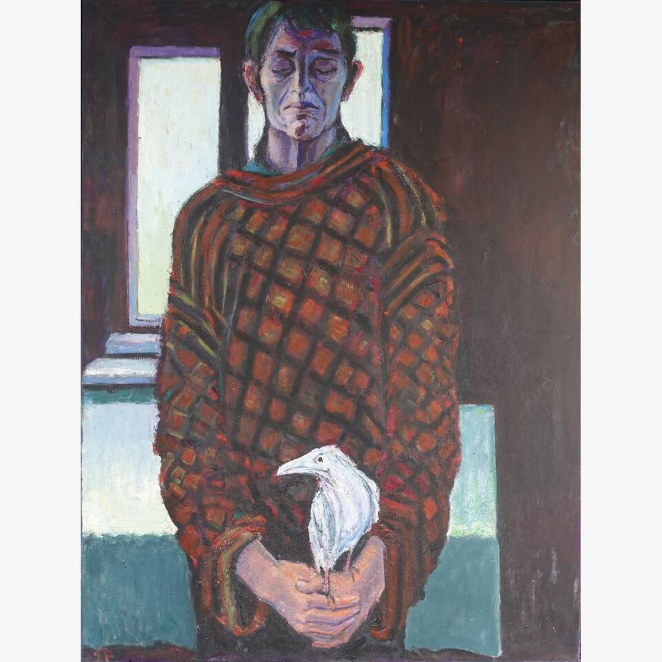 JEAN FRANCIS - WALES WINTER WAITING, OIL ON CANVAS, 131X101CM £950