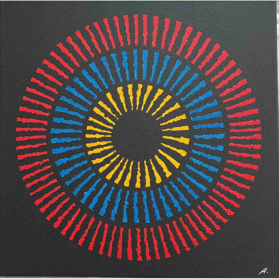 ALAN PALMER RCA 'TARGET' 40 X 40 ACRYLICS £140