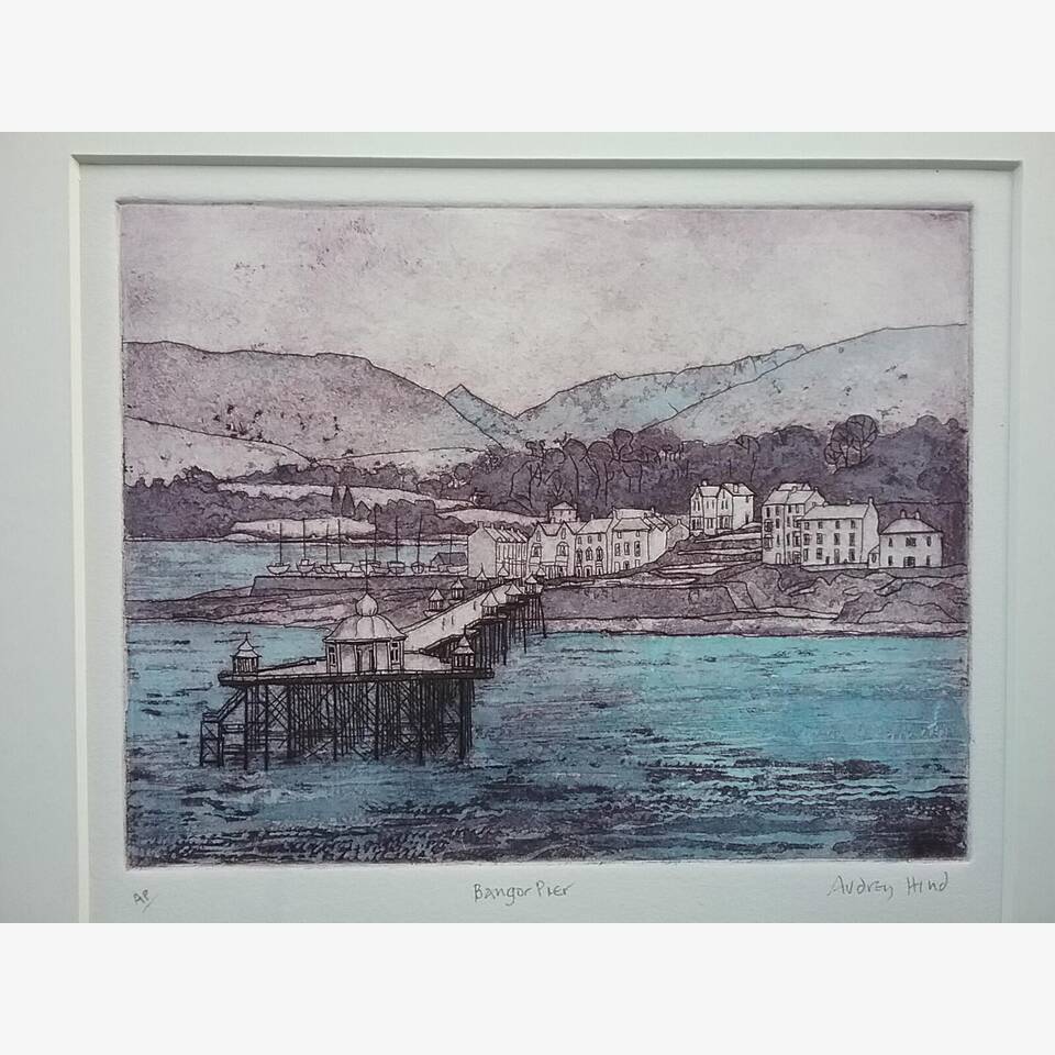 AUDREY HIND RCA 'BANGOR PIER' 21 X 17 MONO ETCHING £220