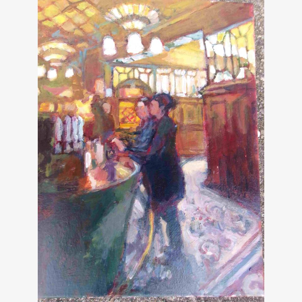 DOROTHY WILLIAMS ARCA 'EVENING IN THE BAR' 50 X 40 ACRYLIC £350