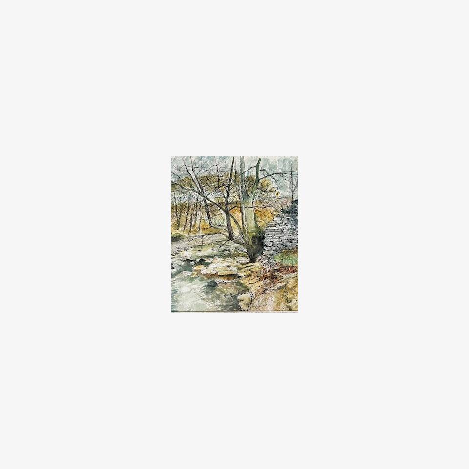 GEORGE DROUGHT RCA 'TREE AND WATER'  WATERCOLOUR £72