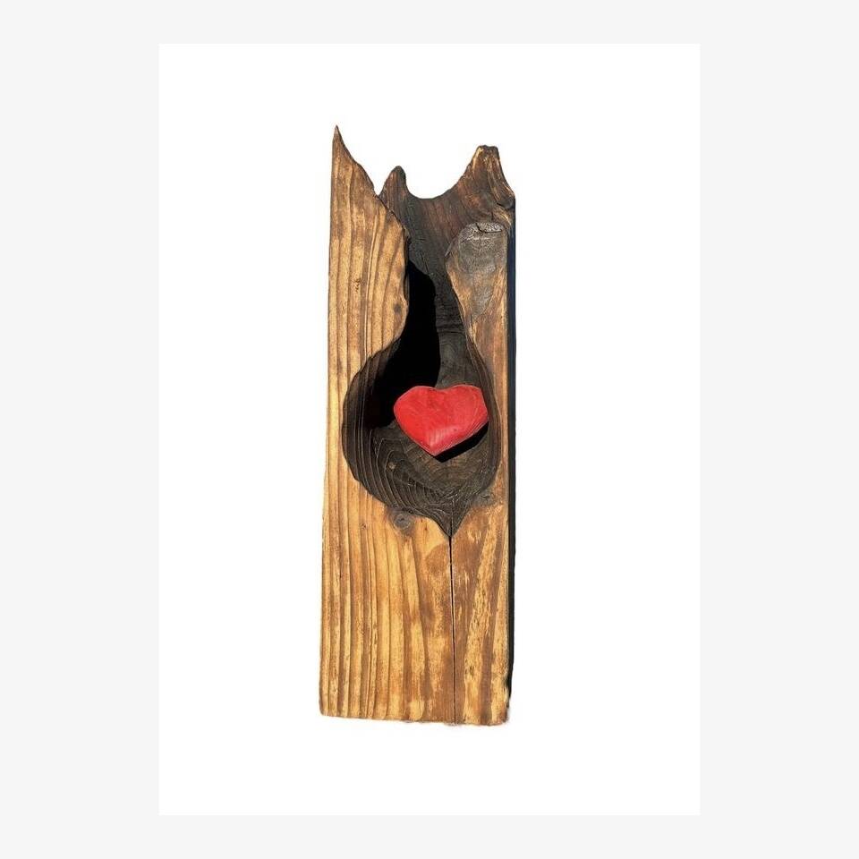 GLEN FARRELLY ARCA 'CARIAD' 59 X 17 X 17 RECLAINED PINE CARVED IN FIRE £350