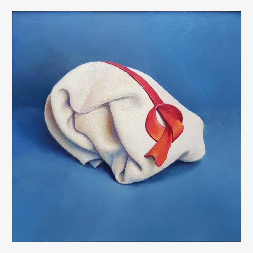 JAMES ECCLESTON ARCA 'WHITE COTTON RIBBON' 30 X 30 OIL ON PANEL£550