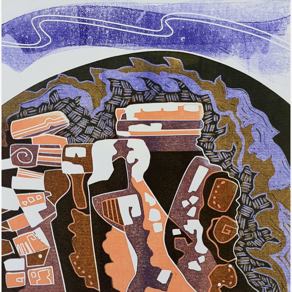 JENNY FORD ARCA 'BRYN CELI DDU' 37 X 36 LINOCUT £175