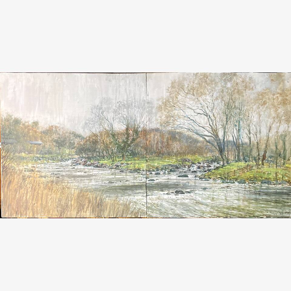 JEREMY YATES RCA 'ON THE OGWEN BETHESDA' ACRYLIC 43 X 86 £450