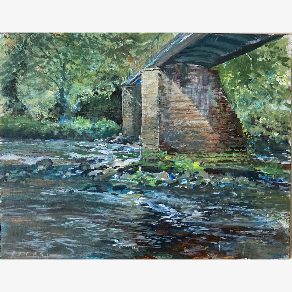 JEREMY YATES RCA 'UNDER PONT SARNAU OGWEN 'ACRYLIC 41 X 51 £225