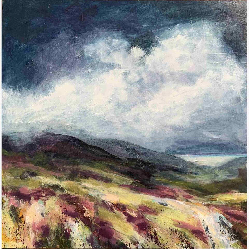 NESTA ELUNED RCA 'HEATHER MOUNTAIN 60 X 60 MIXED MEDIA £925