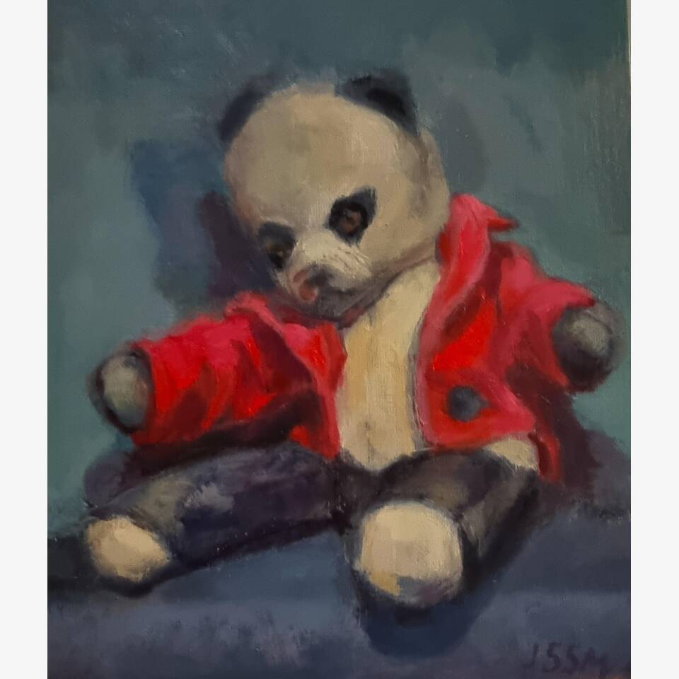 NIGEL GLAZE ARCA 'PETER PANDA JUST SITTING '30 X 30 OIL ON PANEL £750