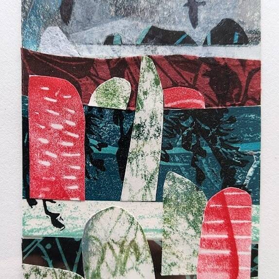 ANN LEWIS VPRCA 'CROMLECHI COCH' MIXED MEDIA COLLAGE 38 X 31 £130