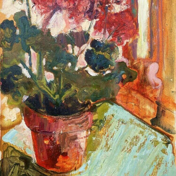 118708 Salmon Pink Geraniums Susan Isaac