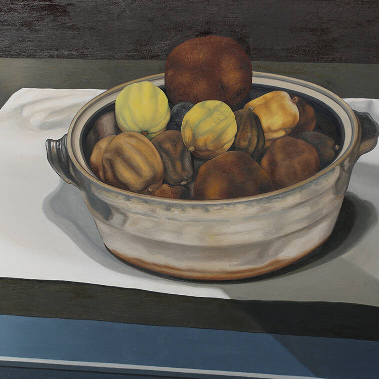 ALAN SALISBURY - DRIED LEMONS II, OIL ON BOARD, 49X68CM, £1,750