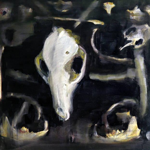 CHRIS NURSE - FOXED, OIL ON CANVAS AND WOOD, 97X127CM, £900