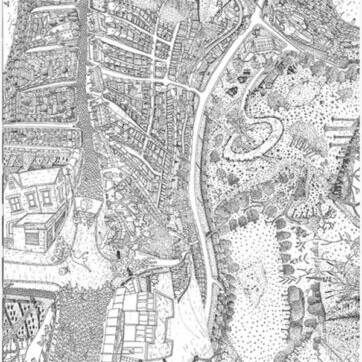 Allegorical map of Chapeltown 2000 pen and ink on paper 8ft 3in x 5ft unframed