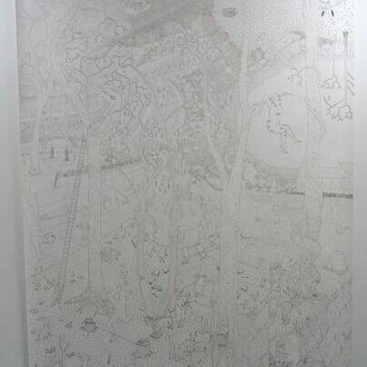 In memory of forgotten truths 2000 pen and ink on paper 7ft 6in x 4ft 10in unframed