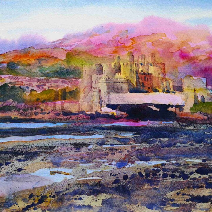 ANDREW JENKIN 'CONWY CASTLE IN THE SUMMER' WATERCOLOUR 60 X80 CM £695