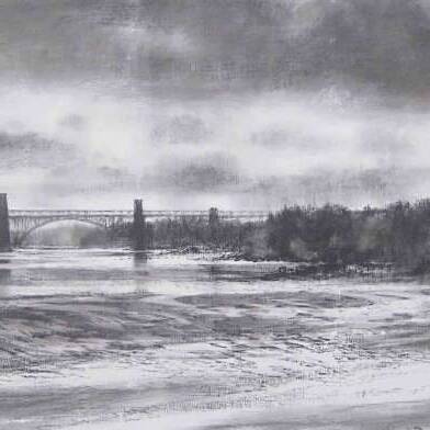 Evening on the Strait Charcoal 77x199cm 950
