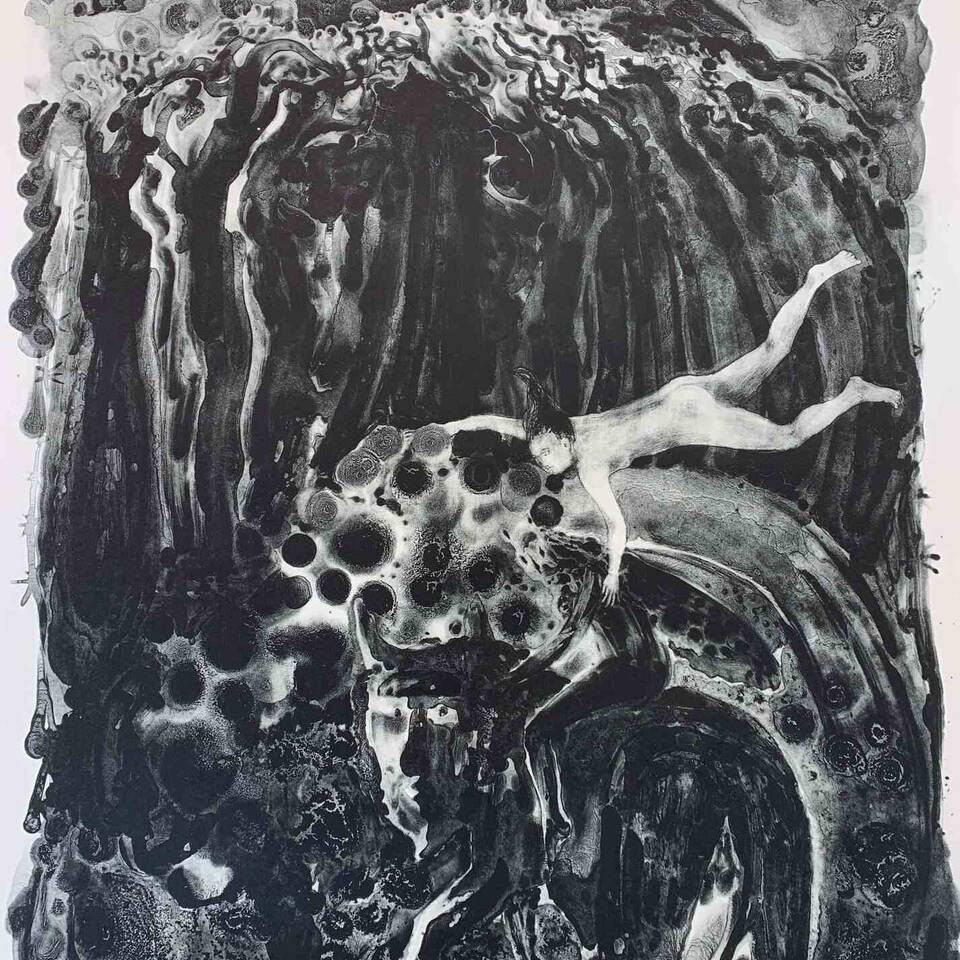 Awakening stone lithograph 76x54cm