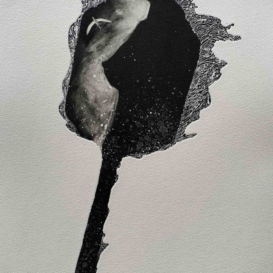 Cliff hanger monotype 39 x 27 cm