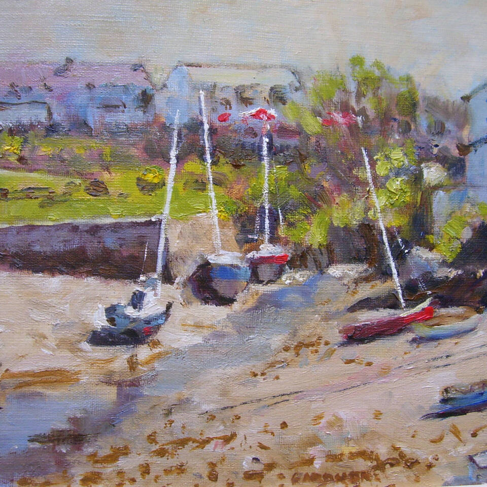 12 Keith Gardner RCA Cemaes Harbour Mouth of Afon Wygyr Oil on Board