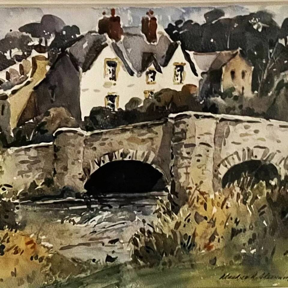 Maurice Greenwood RCA "Llanfair TH Bridge" watercolour £400