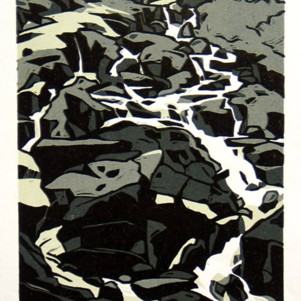 ANN LEWIS VPRCA YNG NGHYSGOD Y GARN REDUCTION LINOCUT £280