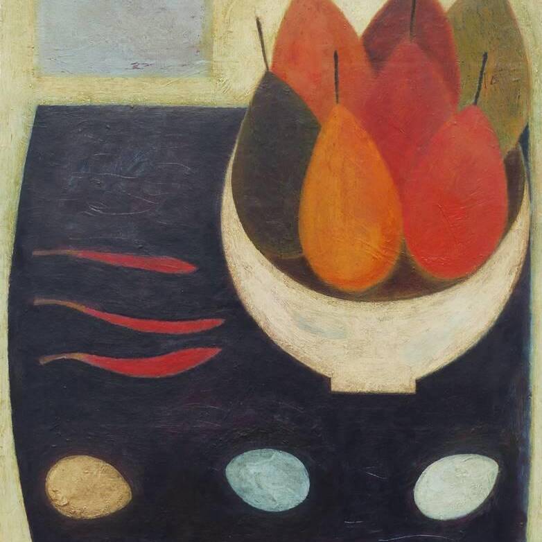 Pears Chillies and Eggs 51 x 41cm acrylic 1500