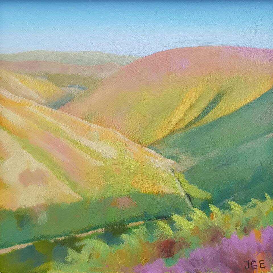 JAMES ECCLESTON ARCA 'ABOVE THE ASHES HOLLOW'15 X 15 OIL ON PAPER £295