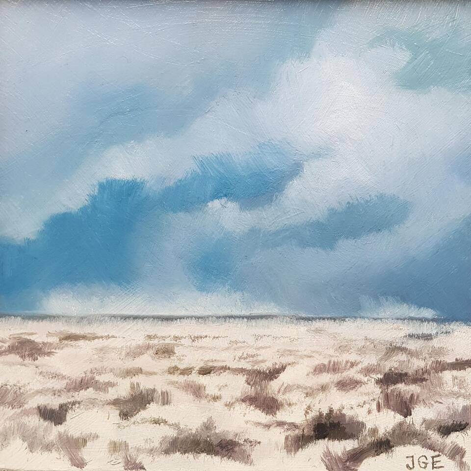 JAMES ECCLESTON ARCA 'LONG MYNYD WINTER' 15 X 15 OIL ON PANEL £295