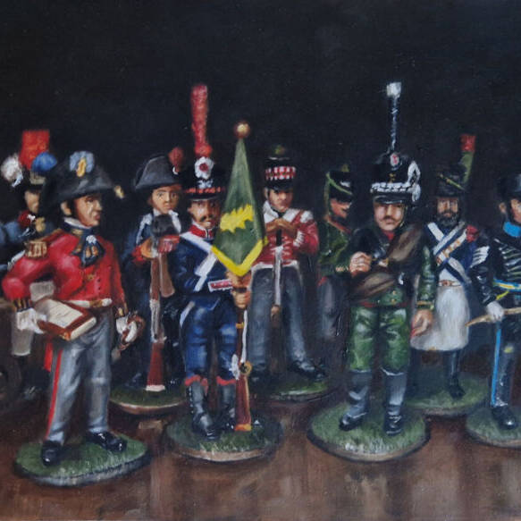 JULIE DAVIS ARCA 'BATTALION' 36 X 40 OIL ON BOARD £375