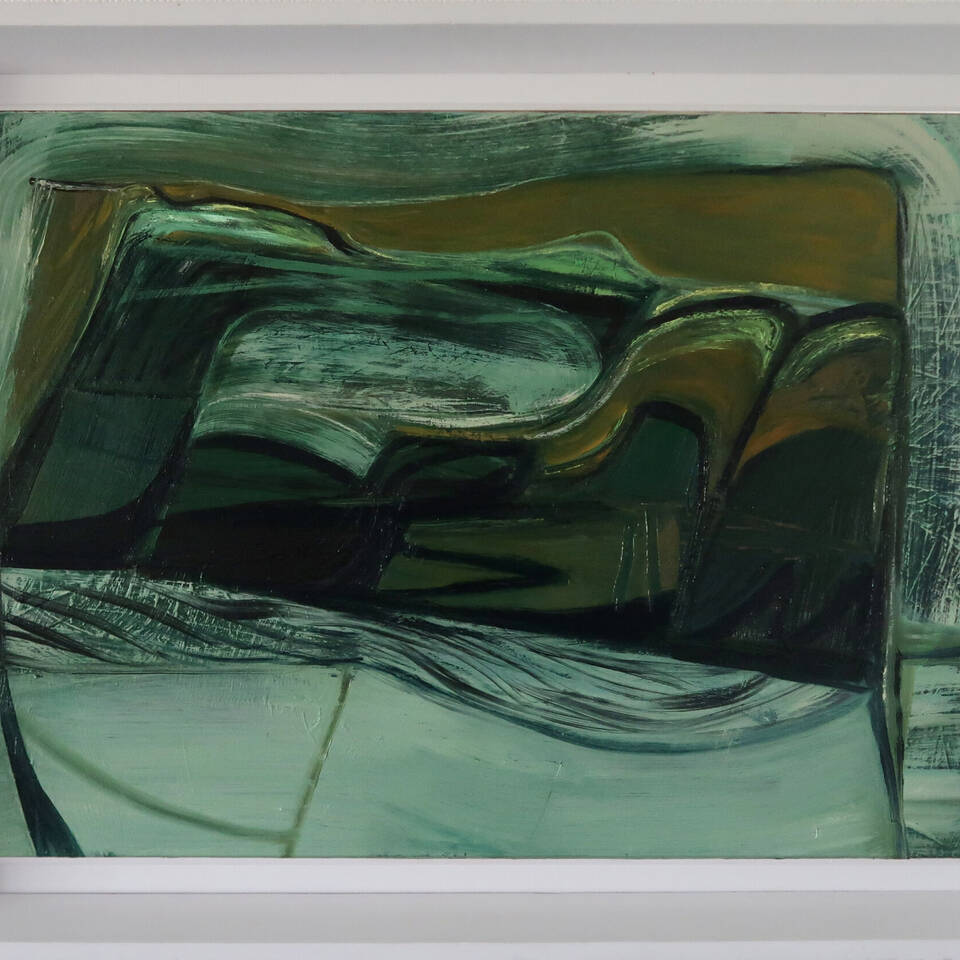 SIWAN GILLICK ARCA 'IMAGINED LANDSCAPE' OIL ON PANEL 56 X 74 £900