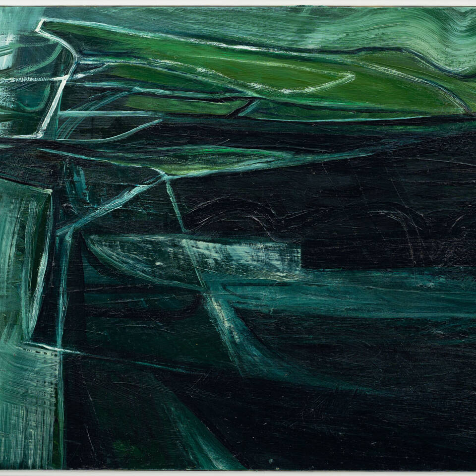 SIWAN GILLICK ARCA 'REMEMBERED LANDSCAPE' OIL ON PANEL 56 X 74 £900