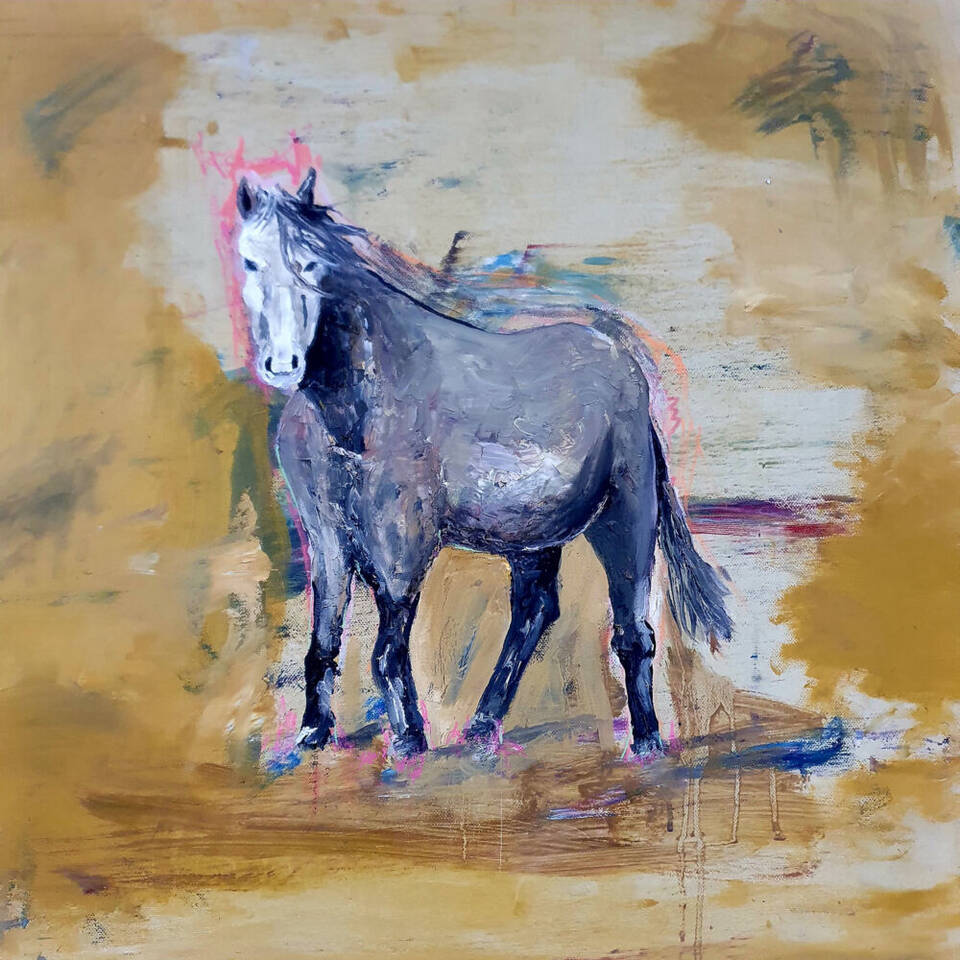 RESOLUTE 71 CM x 71 CM OIL ON CANVAS £675