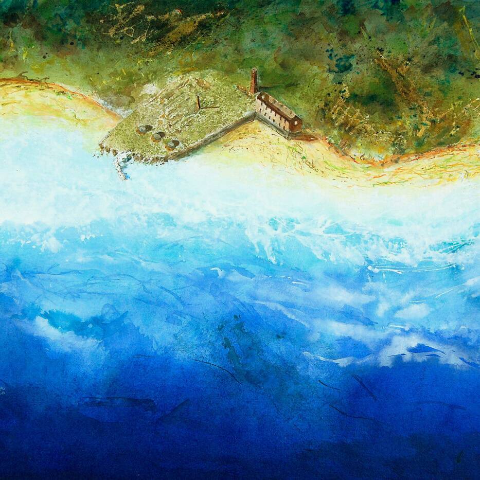 PORTH WEN YNYS MON 60 CM x 64 CM ACRYLIC INK £750