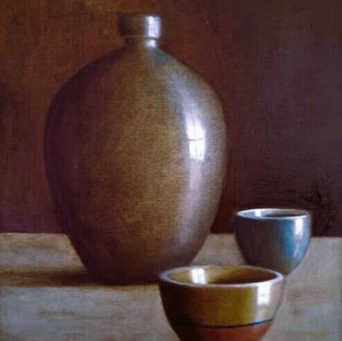 ANDREW WINNARD "STILL LIFE WITH POTS AND BOWLS" OIL 41.5 X 36.5 £1,295