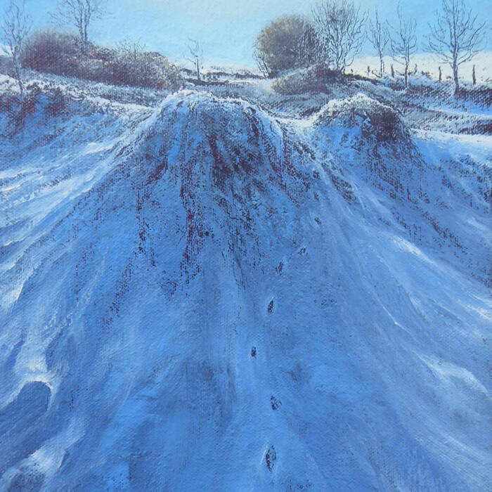 Gerald Dewsbury Tracks in the snow oil on canvas board 23x16cms