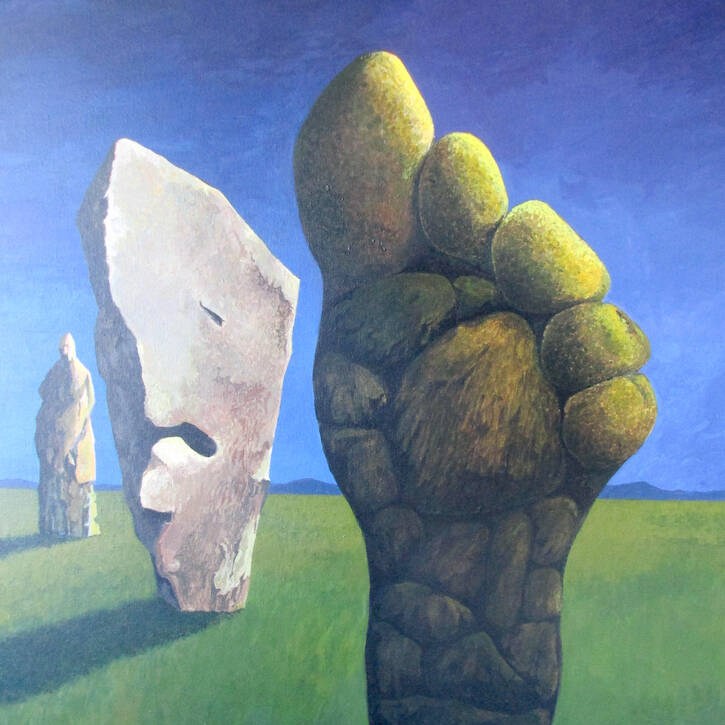 SOLD ALAN PALMER RCA STANDING STONES 82 5 X 62 5 ACRYLIC £220 SOLD