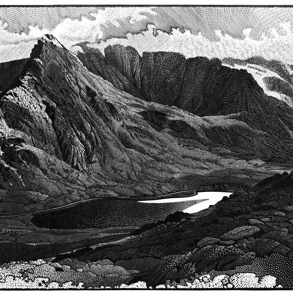 SOLD COLIN SEE PAYNTON TRYFAN AND THE OGWEN VALLEY 38 x 53 WOOD ENGRAVING £495 SOLD
